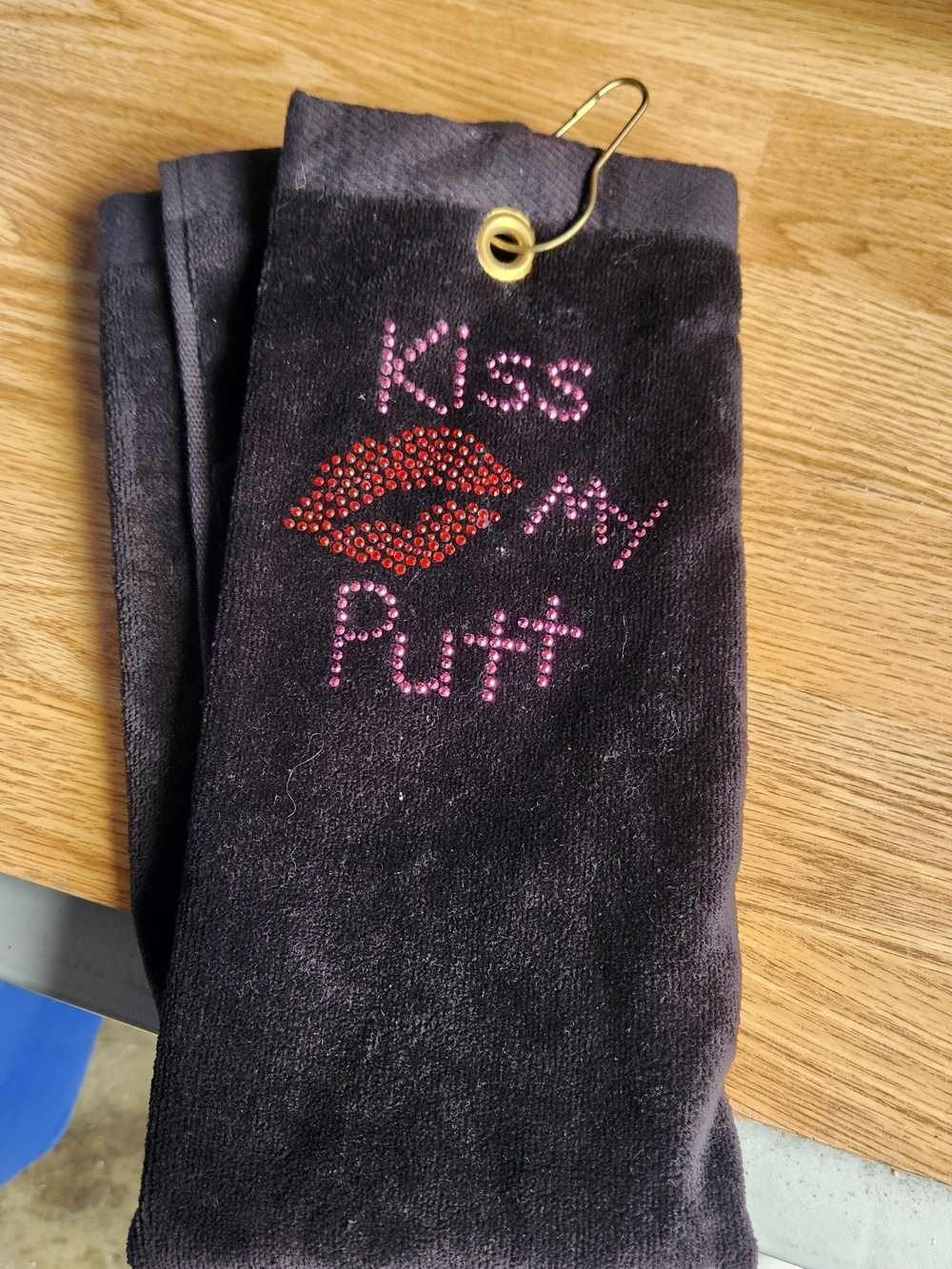 Kiss My Putt Pink Rhinestone Golf Towel